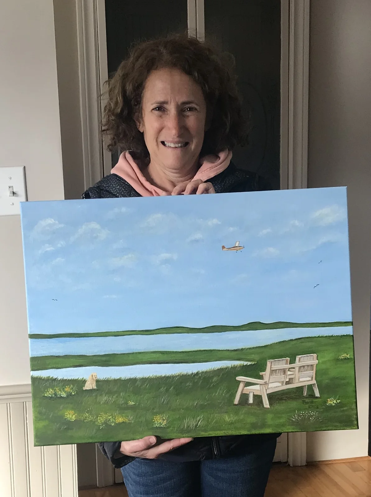 Lee holding her finished shore commission